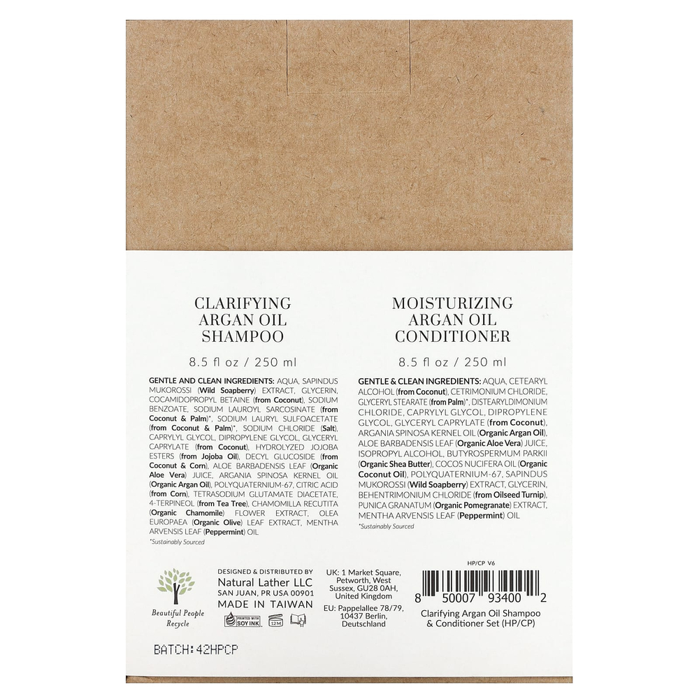 Tree To Tub, набор шампуня и кондиционера, очищающее аргановое масло, бодрящая перечная мята, набор из 2 предметов, по 250 мл (8,5 жидк. унции)