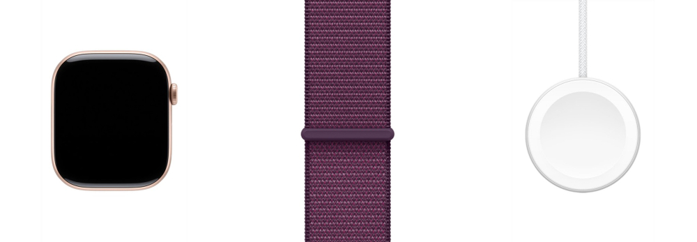 Apple Watch Series 10 46mm Rose Gold Aluminum Case with Plum Sport Loop (M/L)
