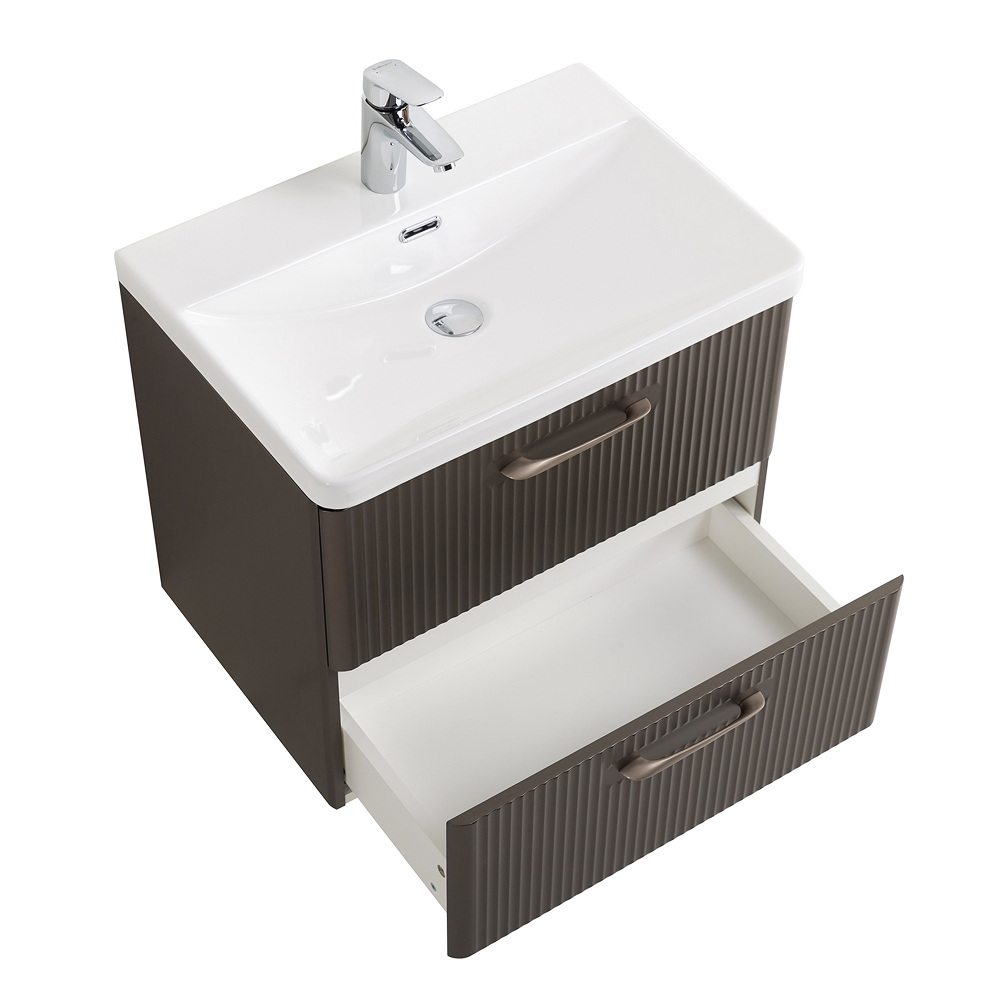 Подвесная тумба с раковиной Belbagno DUE 50 см Оружейная сталь DUE-500-2C-SO-GM-P + BB-8076-3-50