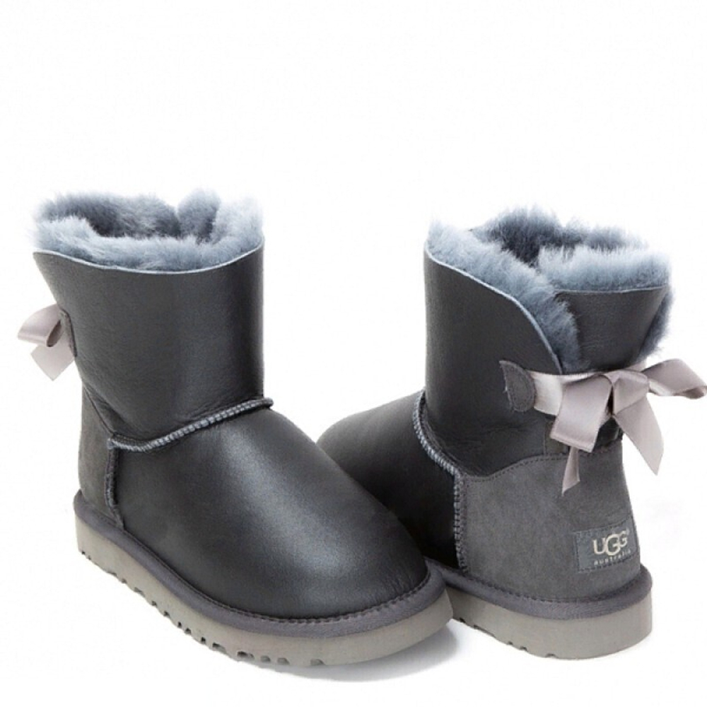 Угги Bailey Bow Mini Metallic Grey