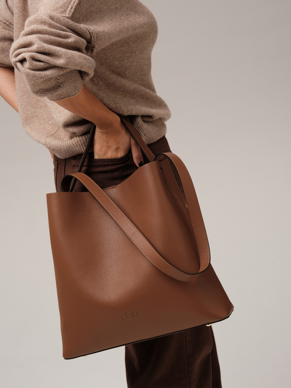 Кожаная сумка шоппер DBR 30948 темный орех