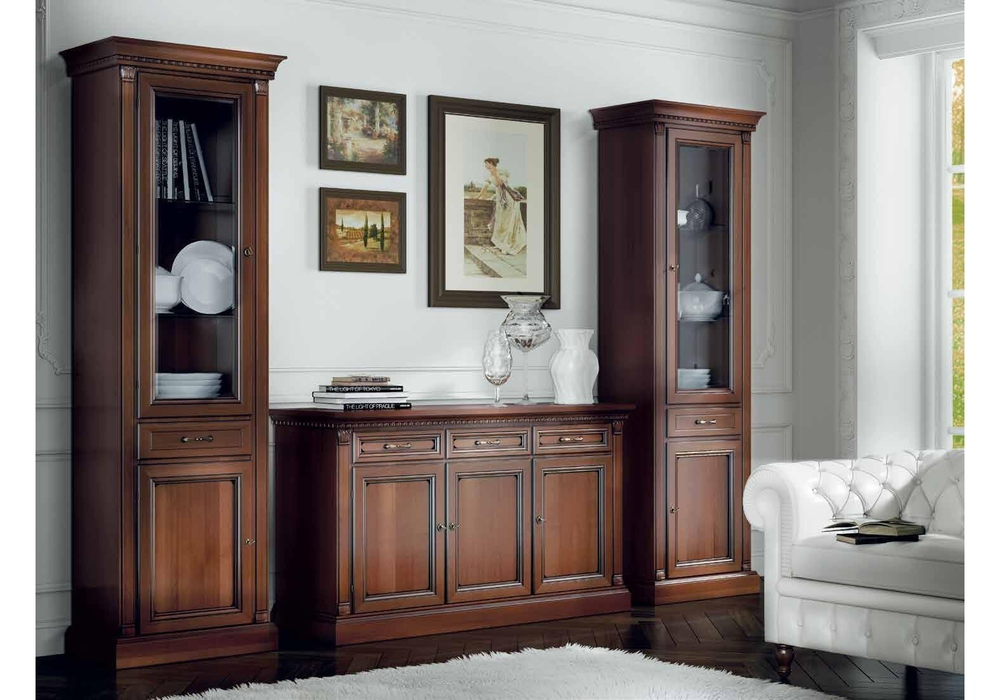 FLORENCE Витрина 1ств. со стекл. бок. с зеркалом и подсветкой (левая) Арт. 530