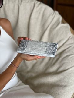 Кошелек из кожи крокодила белого цвета WA-203