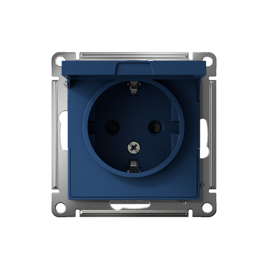 Розетка AtlasDesign 16А IP20 с заземл. защ. шторки с крышкой механизм аквамарин SE ATN001146