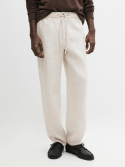 Massimo Dutti Льняные спортивные брюки, бежевый