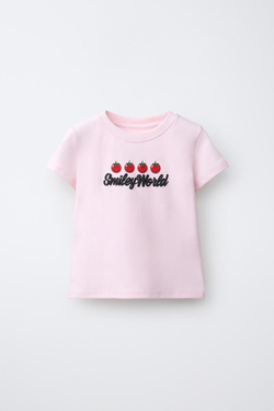 ZARA ФУТБОЛКА С ПРИНТОМ «ТОМАТ СМАЙЛИК»®, РОЗОВЫЙ