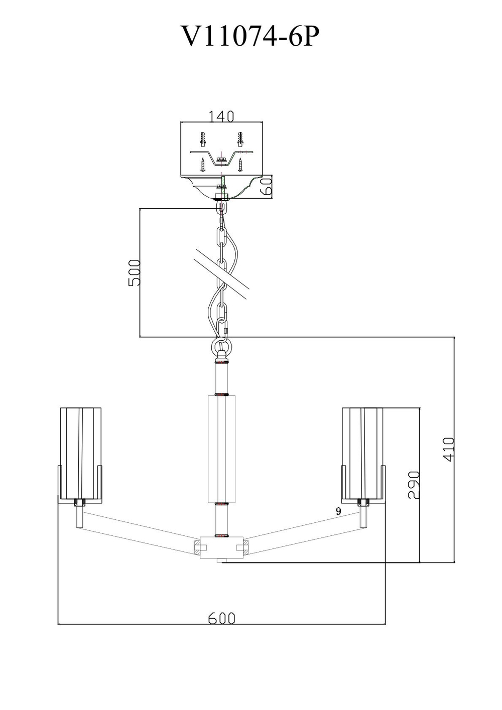 Люстра подвесная Moderli V11074-6P Brass