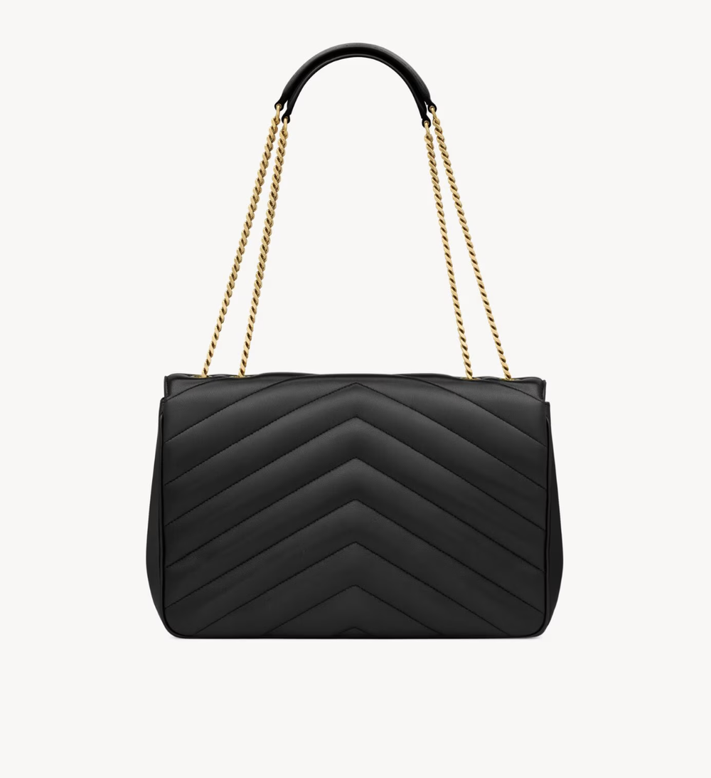 Сумка Saint Laurent Loulou Large из мягкой стёганой кожи ягнёнка, чёрная