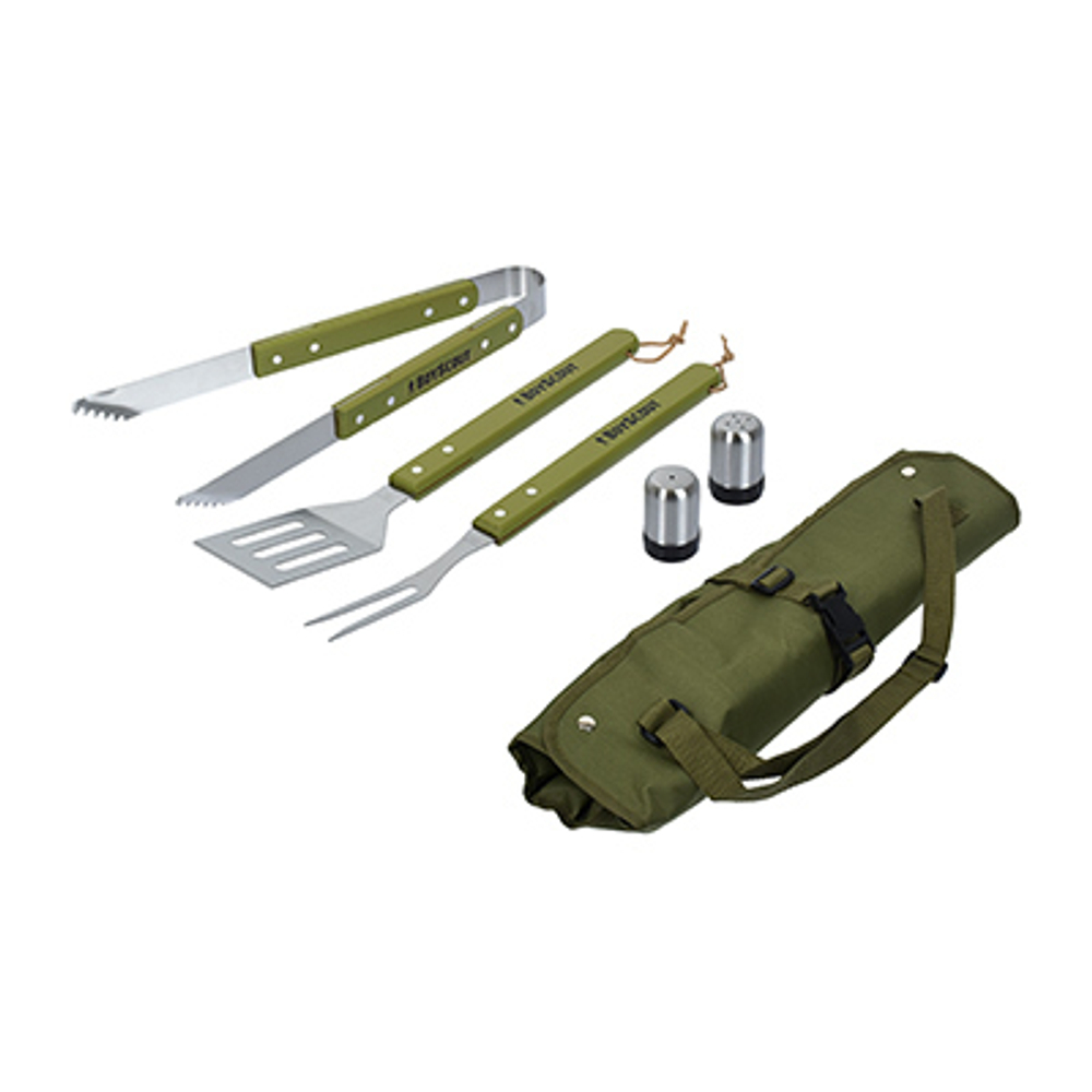НАБОР BOYSCOUT СУМКА-ФАРТУК, ВИЛКА, ЛОПАТКА, ЩИПЦЫ, СОЛОНКА, ПЕРЕЧНИЦА 61320