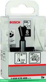 Фреза Bosch «ласточкин хвост» 8 мм D 14 мм L 15/55 мм угол 15 HM 2.608.628.408