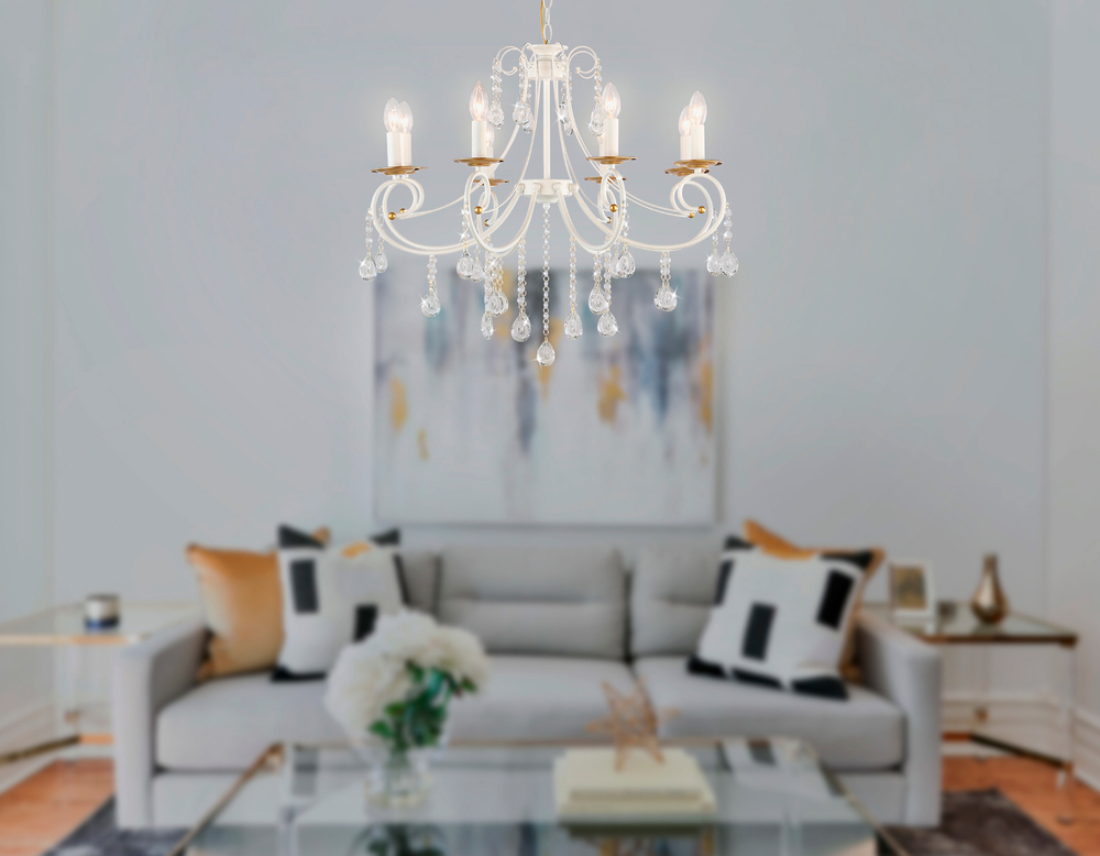 Светильник подвесной TR4917/8 WH/GD белый/золото E14/8 max 40W D740*930