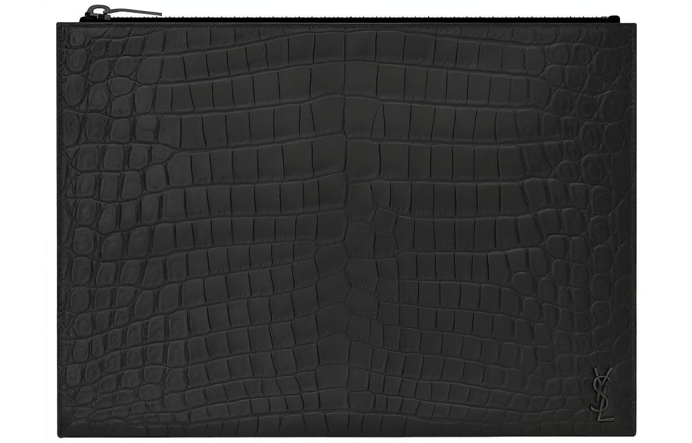 SAINT LAURENT Leather Zip Closure Tablet Case Men"s Black