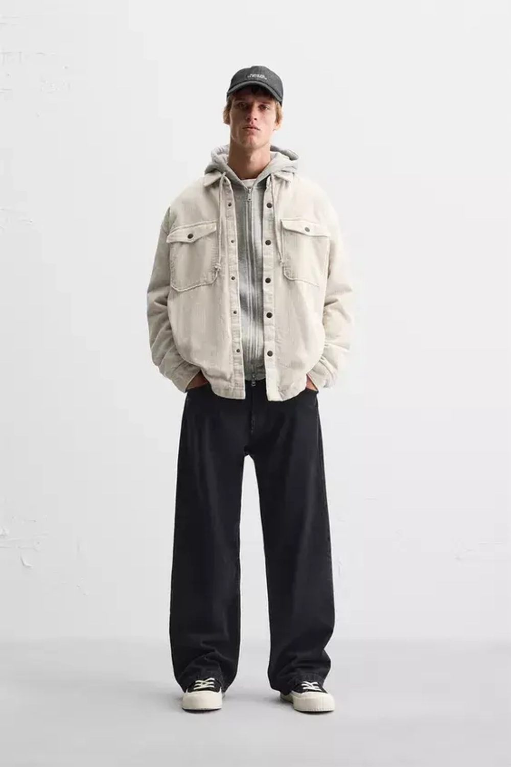 ZARA УТЕПЛЕННАЯ ВЕЛЬВЕТОВАЯ КУРТКА-РУБАШКА, ЭКРЮ