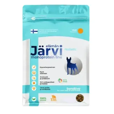 Сухой монопротеиновый корм Jarvi для взрослых собак мелких пород с чувствительным пищеварением, телятина