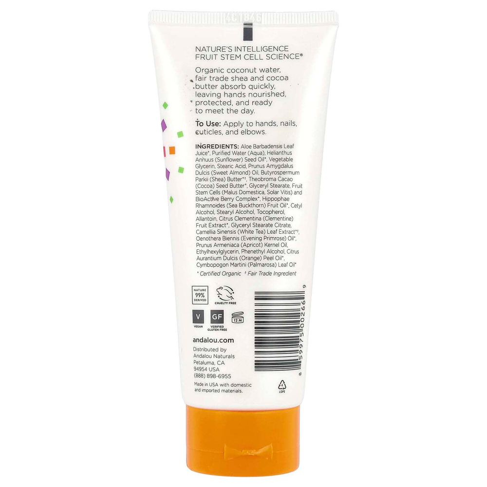 Andalou Naturals, A Path of Light®, крем для рук с маслом ши и какао, клементин, 100 мл (3,4 жидк. Унции)