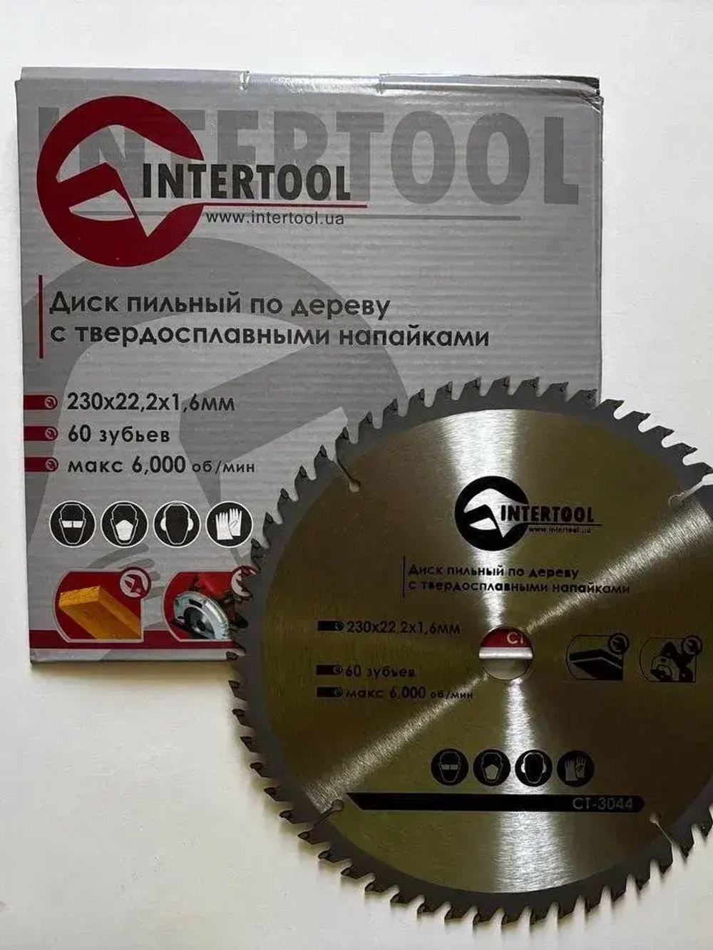 Диск пильный по дереву INTERTOOL 230х22.2х1,6мм, 60 зуб,