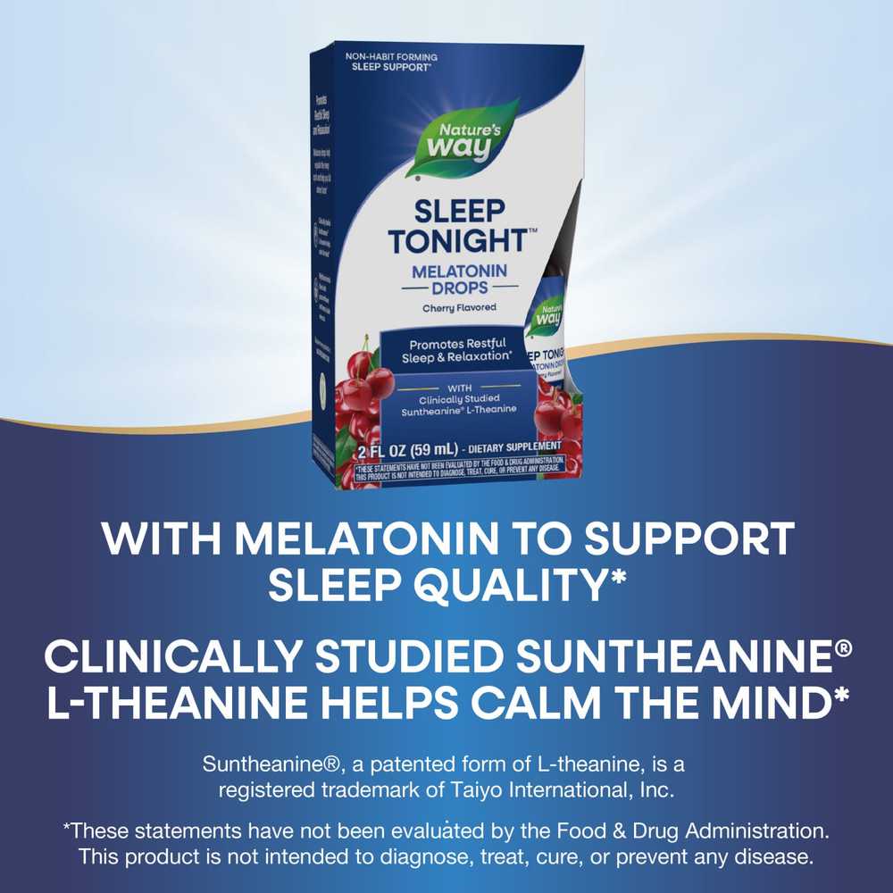 Nature's Way, Sleep Tonight™, мелатонин, капли, вишня, 59 мл (2 жидк. унции)
