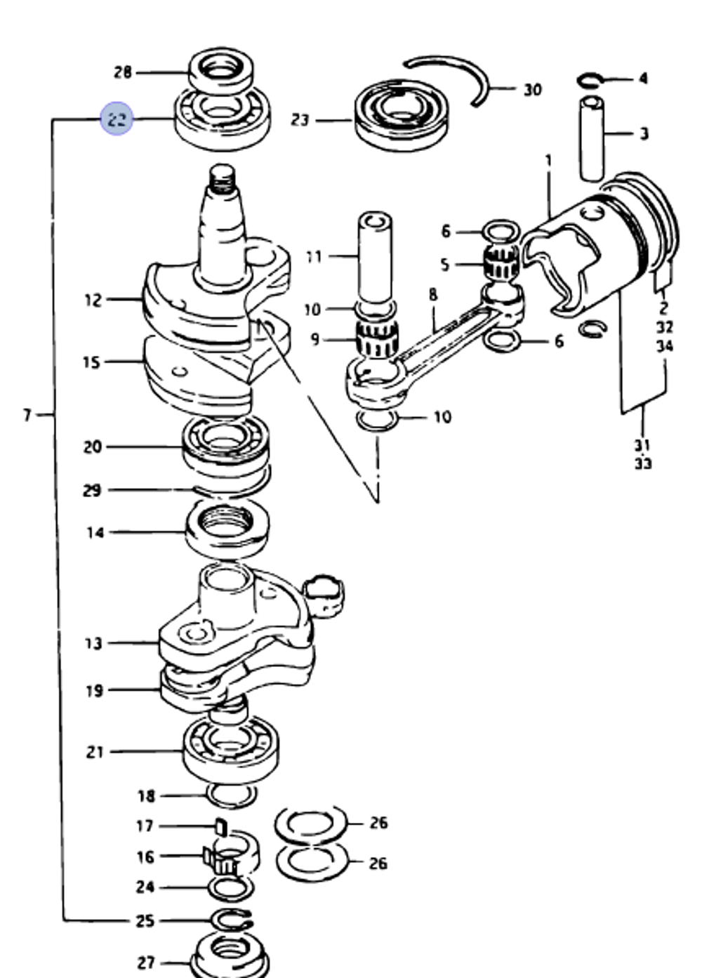 Подшипник коленвала Suzuki DT40 09262-35053-000