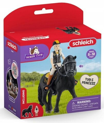 Фигурки Schleich Horse Club - Игровой набор Тори и принцесса, кобыла фризской породы- Шляйх Лошади 42640
