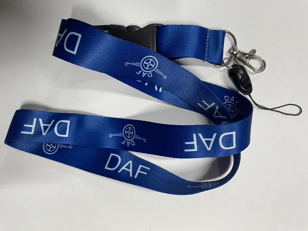 DAF (Cиний) / Брелок, шнурок для ключей на шею DAF (ДАФ), ланъярд, крафт, синий (1 шт)