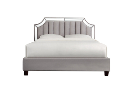 Кровать Garda Decor с зеркальными вставками серая 214*172*127 см
