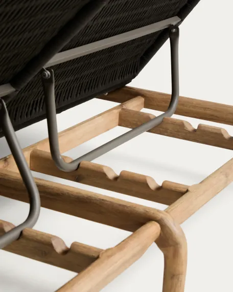 Двойной шезлонг Alipa из массива акации и веревки темно-серого цвета