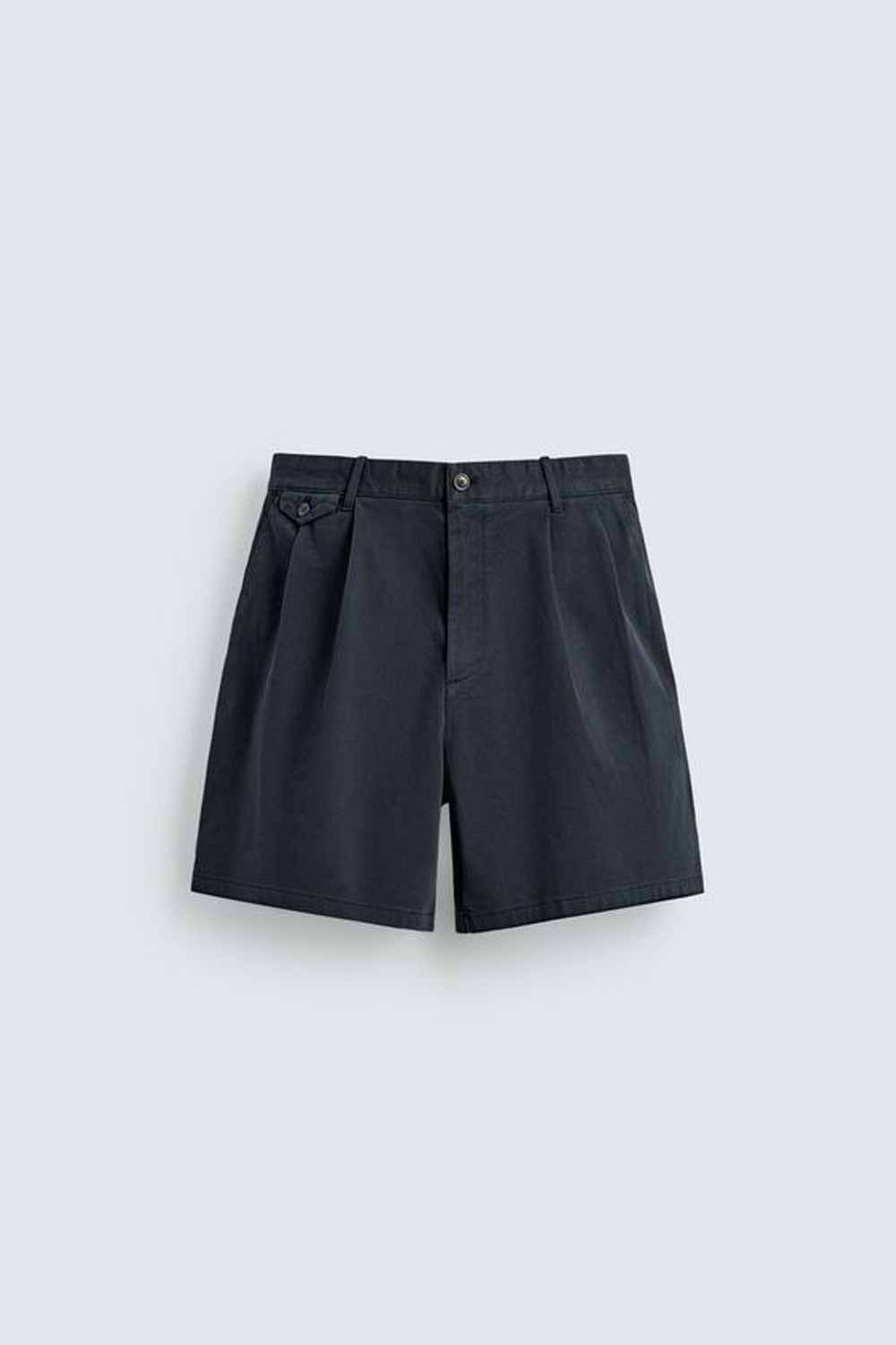 ZARA ШОРТЫ ЧИНОС REGULAR FIT СО СКЛАДКАМИ, МОРСКОЙ СИНИЙ