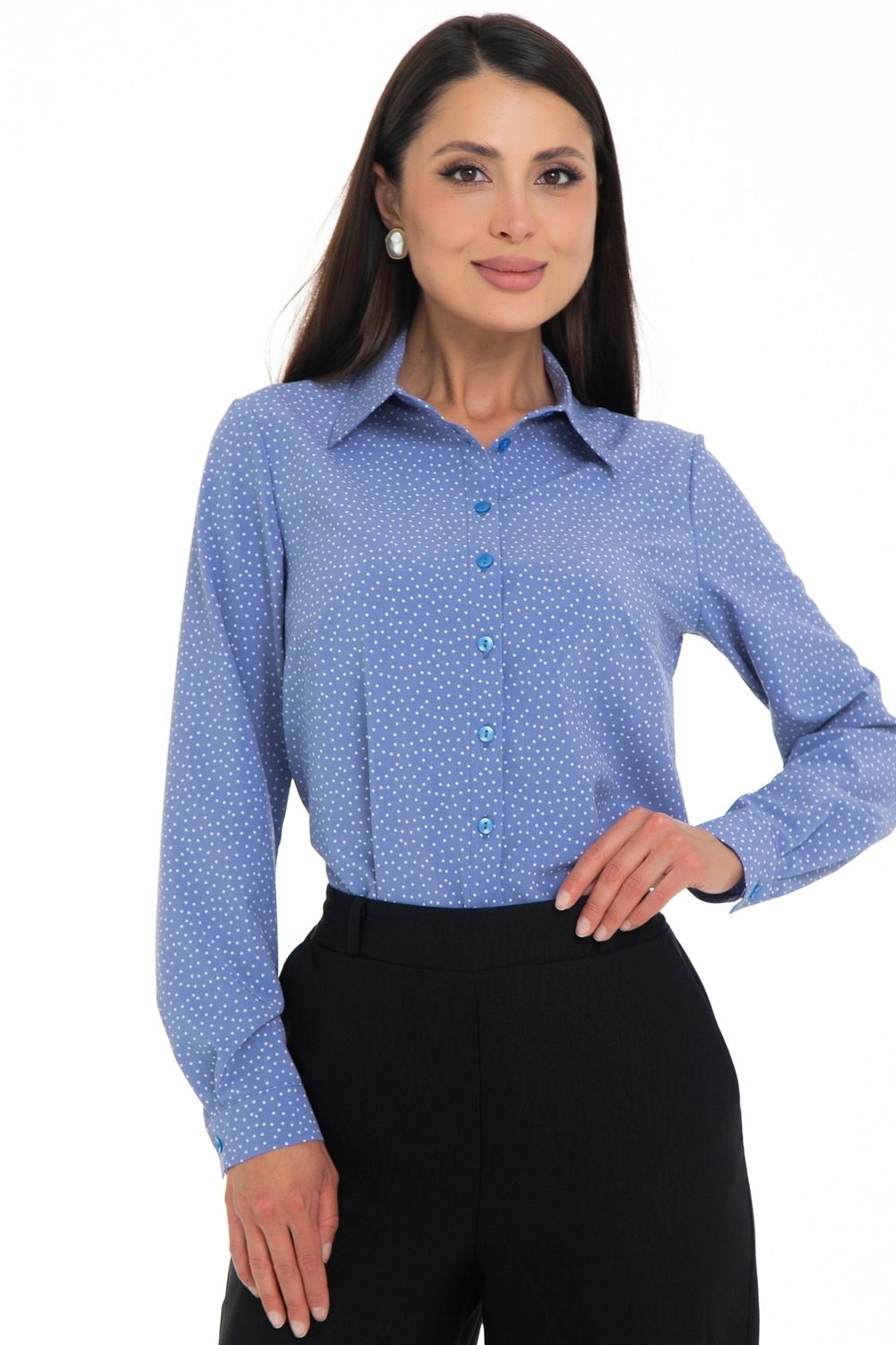 Рубашка Деловой стиль (горошек, блу) Diolche