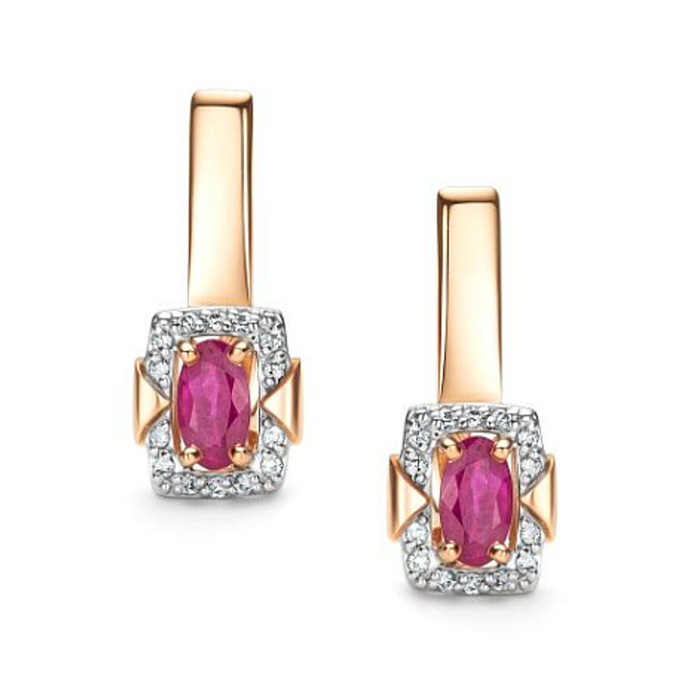 Серьги из золота с рубинами