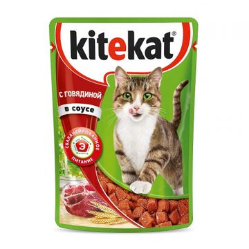 Kitekat пауч говядина в cоусе 85г
