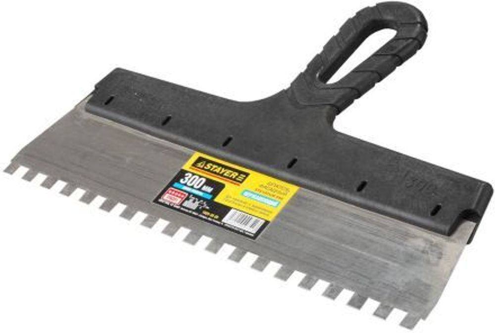 Шпатель STAYER PROF. зубчатый, 300мм, зуб 8*8мм