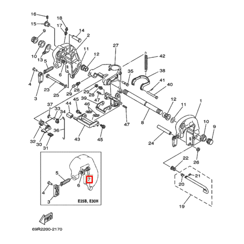Болт зажима струбцины подвески Yamaha 25-30 (90109-06M12) (Yamaha)