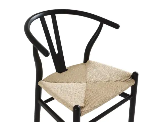 Стул Wishbone черный с бежевым сиденьем