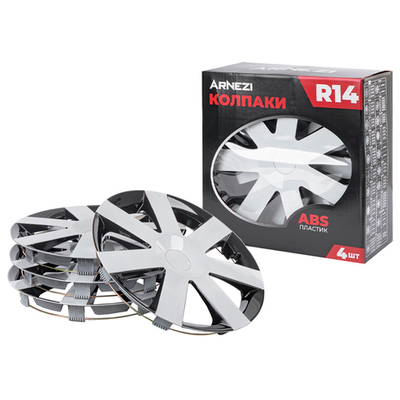 Колпаки R14 Andromeda 4шт (бело-черные) ABS-пластик ARNEZI A0702071