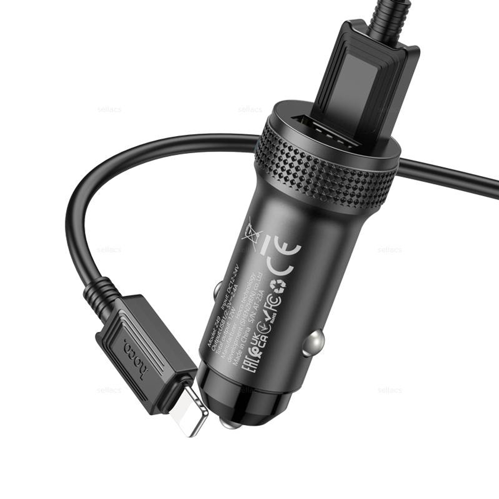 Автомобильное зарядное устройство для Ligthning Hoco Z49 (black)