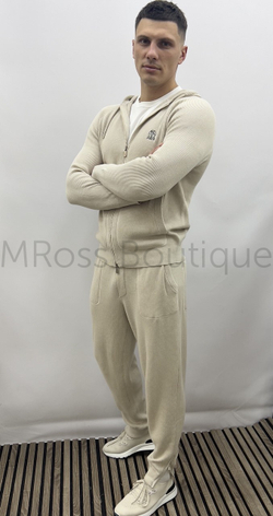 Бежевый мужской спортивный костюм Brunello Cucinelli