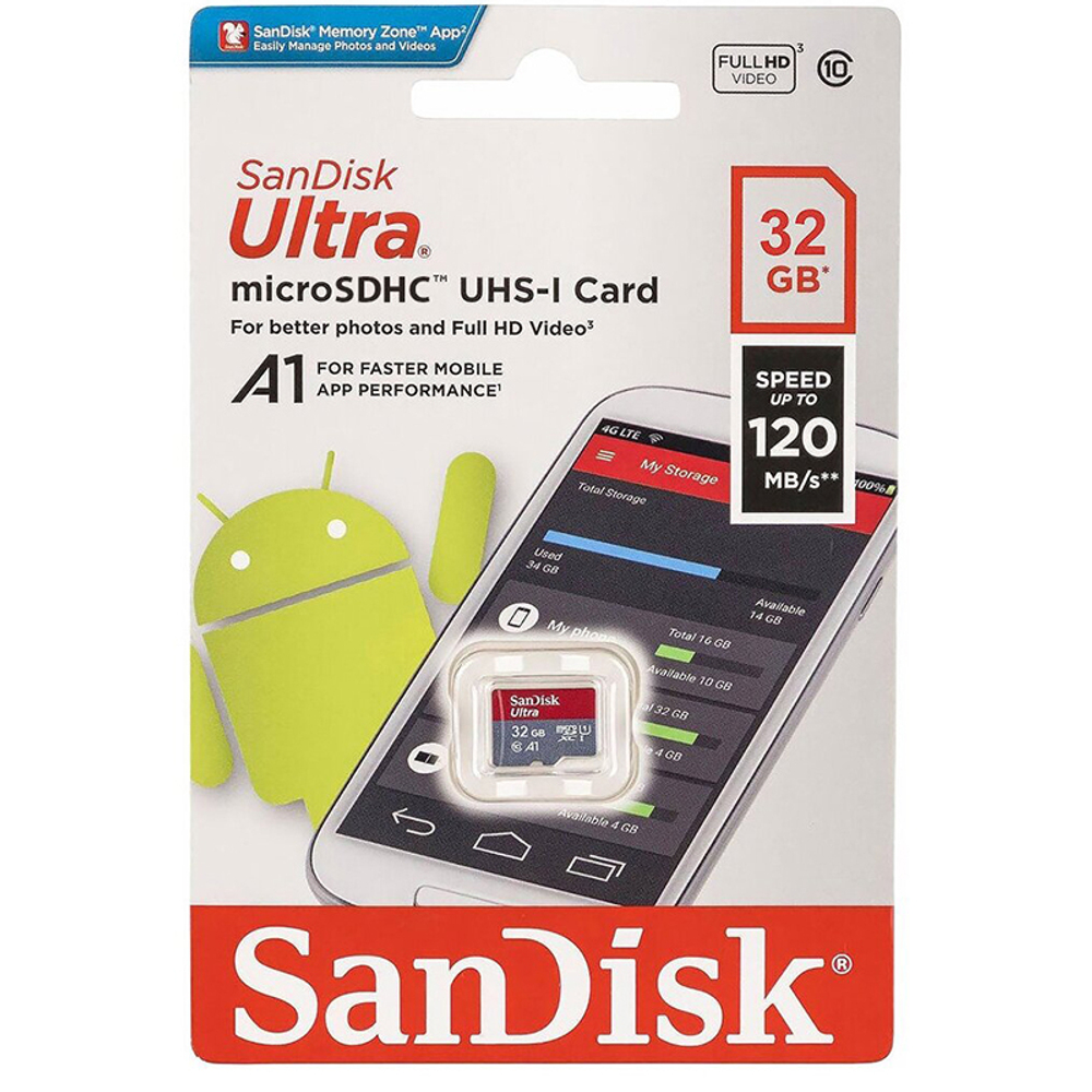 Карта памяти SanDisk MicroSDHC 32Gb, без адаптера