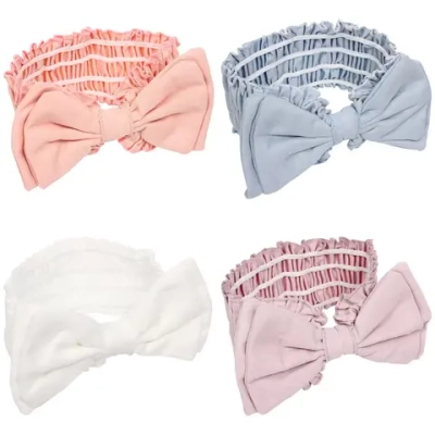 Повязка на голову косметическая «ДАЙМОНД РУШ», бантик, цвет белый, пудровый, небесный и лиловый, 20*7см (ZIP пакет)