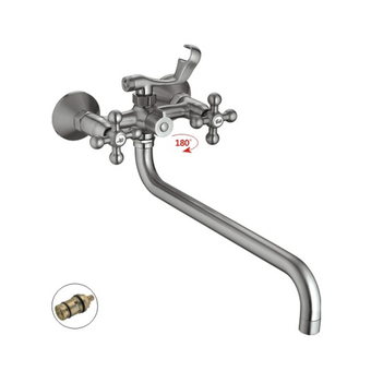 Смеситель для ванны и раковины 1/2 кер HB2619-5 HAIBA КРЕСТ САТИН