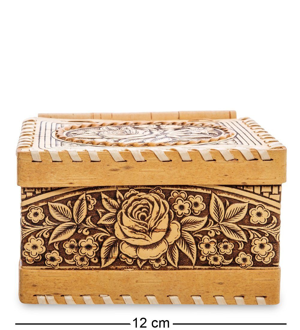 Народные промыслы BST-303 Шкатулка «Цветы» (береста)