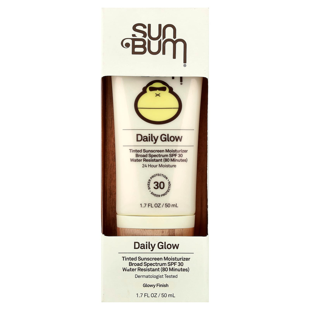 Sun Bum, Daily Glow, солнцезащитный увлажняющий крем с оттенком, SPF 30, без отдушек, 50 мл (1,7 жидк. унции)