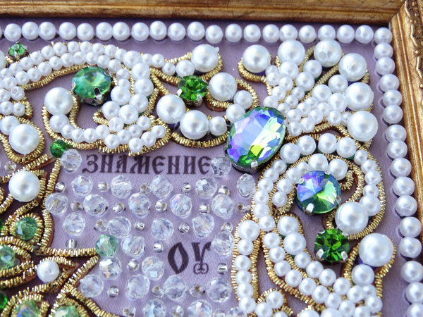 ЖС-12-ЗЗ Набор для вышивания хрустальными камнями Богородица Знамение (зеленый)