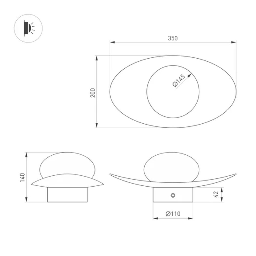 Светильник SP-PERLEN-WALL-L350-6W Warm3200-MIX (GD, 150 deg, 230V, TOUCH-DIM) (Arlight, IP20 Металл, 5 лет) 057586