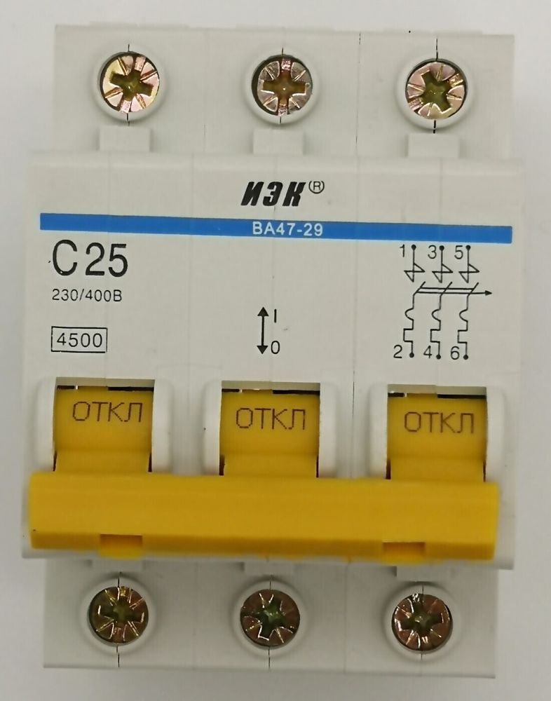 Выключатель автоматический IEK C25 ВА47-29 3Р 25А 4,5кА