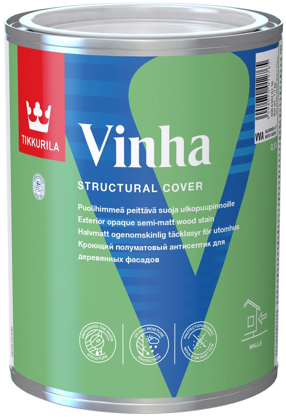 Антисептик кроющий Tikkurila Vinha VVA (0,9л) белый/база под колеровку