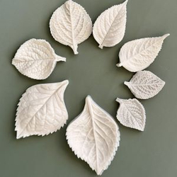 Молды силиконовые для лепки листьев Гортензии. Набор 4 вида. / универсальная форма для листьев гортензии, малины, ежевики, смородины и мяты