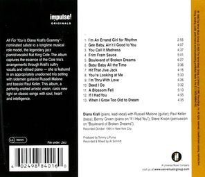 Diana Krall / All For You (A Dedication To The Nat King Cole Trio)(CD)