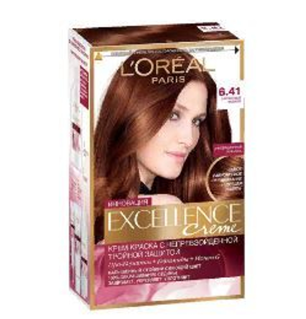 L'Oreal Paris Краска для волос Excellence-Crème,тон №6.41, Лесной орех, 48 мл