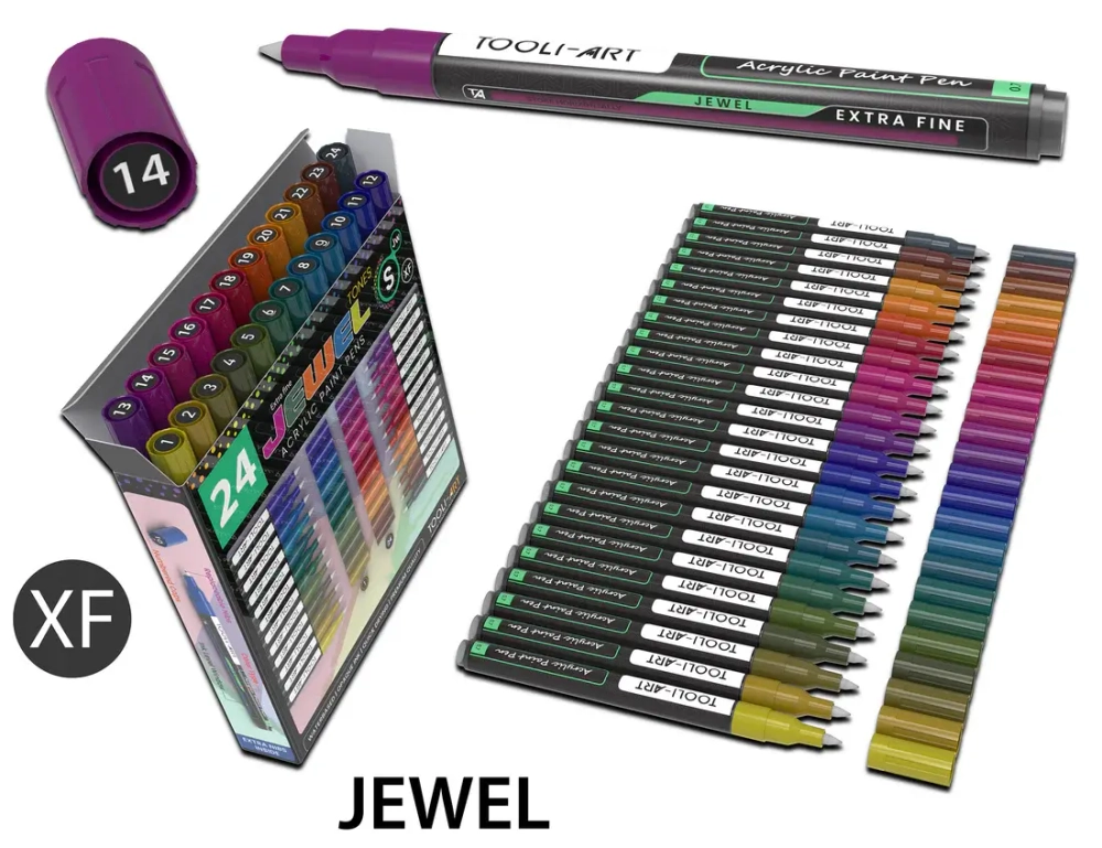 (Jewel) Tooli-Art 24 Acrylic Paint Pens 0.7mm Extra Fine