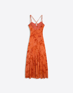 ПЛАТЬЕ ИЗ ТЮЛЯ С МИДИ-ПОДОЛОМ И ФЛОКОВЫМ УЗОРОМ - BERSHKA